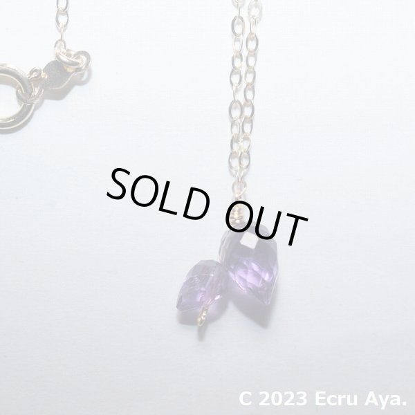 画像2: *氷解*宝石質アメジストのフラワーバドのネックレス (2)