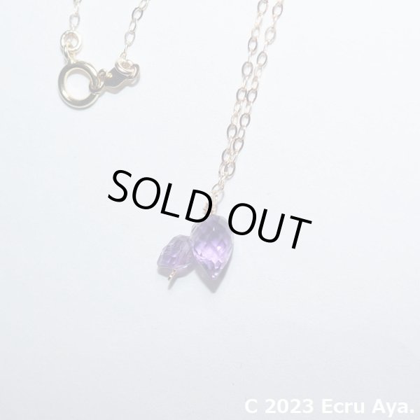 画像4: *氷解*宝石質アメジストのフラワーバドのネックレス (4)