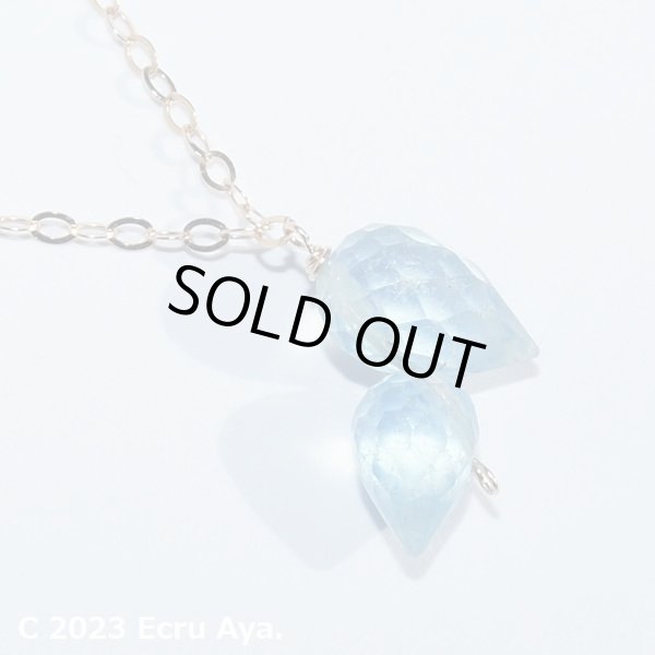 画像8: *浅蜊*宝石質アクアマリンのフラワーバドのネックレス (8)